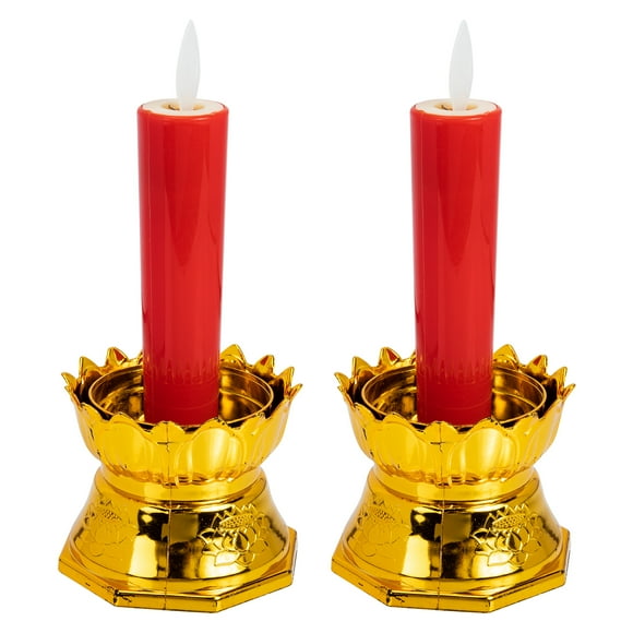 Velas largas eléctricas, lámparas de vela de loto, luces de vela de Buda, 2 uds.