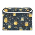 thumbnail image 7 of Yayeee Collapsible Storage Bin with Lid Fabric Closet Decorative Basket with Handles, Orange Fireflies Pattern, 7 of 7