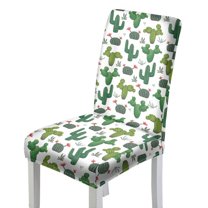 Xoenoiee Green Cactus Print Dining Chair Cover, Dining Room Chair Covers Stretch Kitchen Chair Cover, Washable Parsons Chair Slipcovers Protective for Home Restaurant Banquet, 1 Set