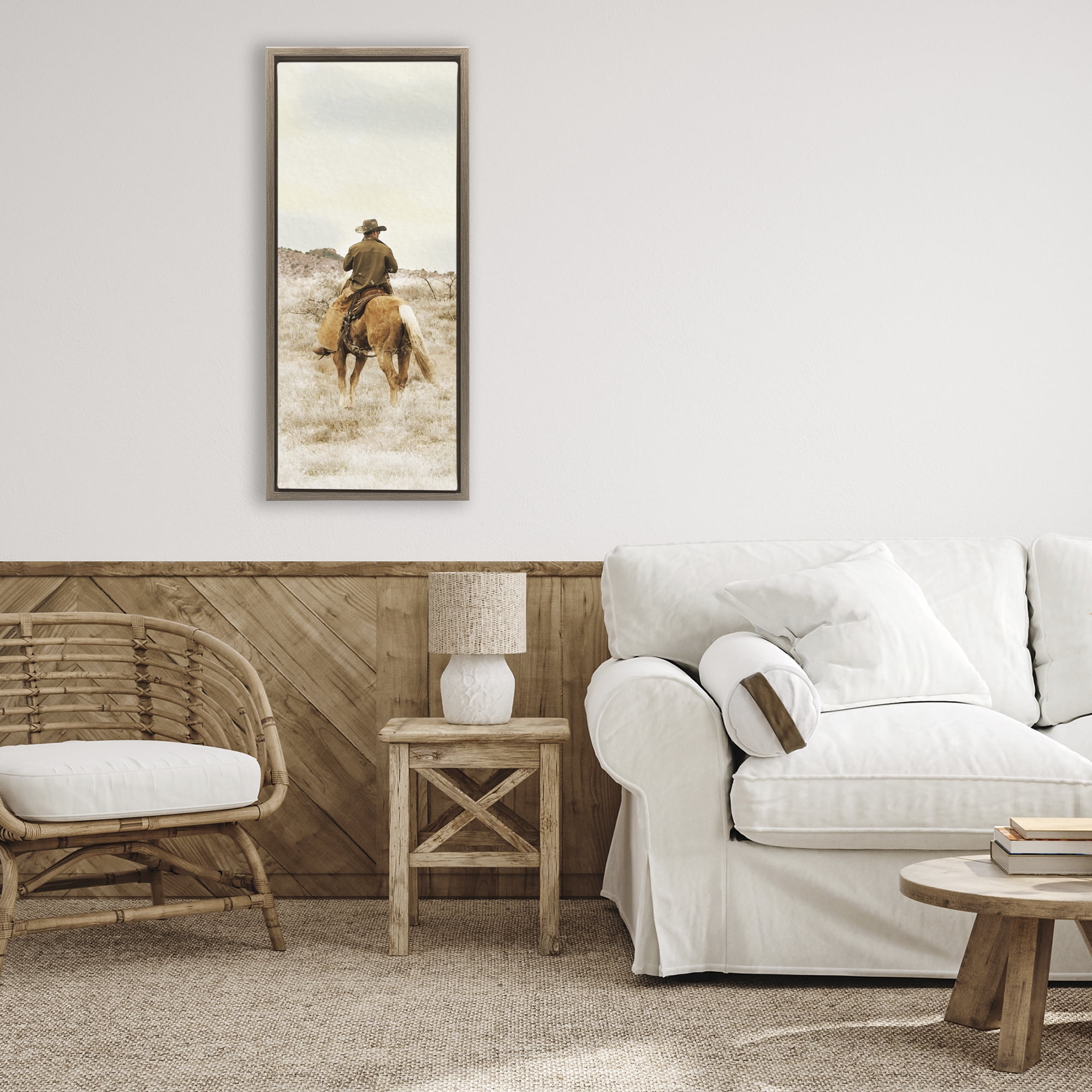 Stupell Industries Wild Wrangling Cowboy Brown Framed Floater Canvas Wall Art, design by Marcus Prime