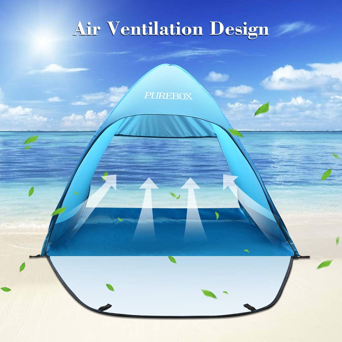 PUREBOX Large Pop Up Beach Tent Portable Automatic Waterproof Sun Shade Tent Up 