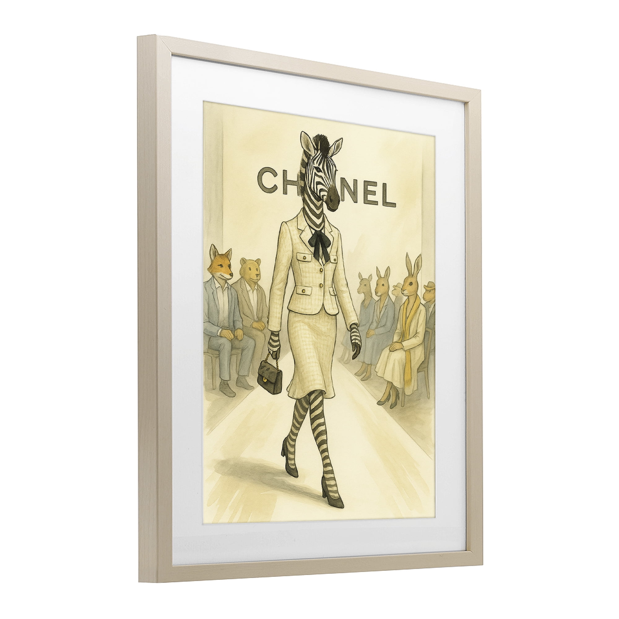 Stupell Industries Fashion Runway Zebra Birch Framed Print Under Glass, design by Grotto Studios