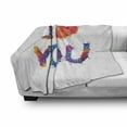 thumbnail image 3 of I Love You Soft Flannel Fleece Throw Blanket, Watercolor Paintbrush Brushstroke I Love You Phrase Vibrant Display, Cozy Plush for Indoor and Outdoor Use, 70" x 90", Multicolor, by Ambesonne, 3 of 6