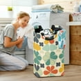 thumbnail image 5 of Yayeee Freestanding Laundry Hamper with Handle Collapsible Large Storage Basket for Clothes, Beige Clover Pattern, 5 of 7
