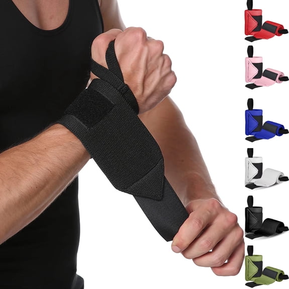 Fitness Wrist Wraps for Weight Lifting Padded Thumb Brace Gym Straps Cross Training Power Hand Support Bar Wristband for Strength Exercise, Black