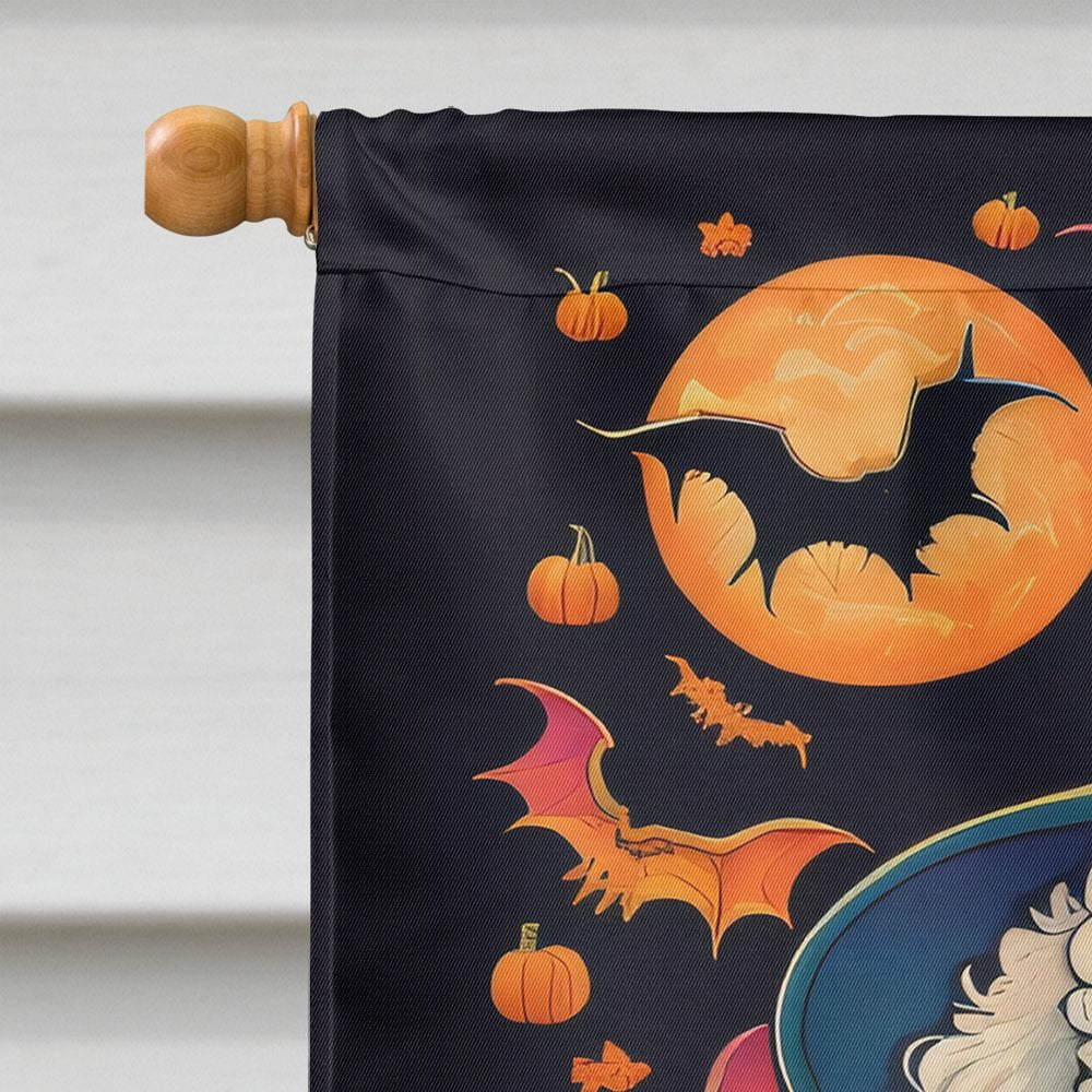 Halloween Bichon Frise Dog House Flag 28x40IN Double-Sided Polyester Decorative Sleeve Pole Flag for Outdoor Home Garden
