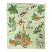 ASHLEIGH Flannel Throw Blanket Vintage Collection of Herbs and Spice Vanilla Mint Bay Soft for Bed Sofa and Couch 58x80 Inches