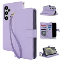 Allytech Wallet Case for Samsung Galaxy A35 with Card Slots & Wrist Strap, [Magnetic Clasp] [RFID Blocking] Kickstand Premium PU Leather Shockproof Full Body Protection Case - Lightpurple