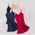 thumbnail image 5 of Camisones de seda para mujer 2022, vestido de dormir de color sólido para verano, camisón de dormir para niñas, pijama, camisón de satén liso, pijama con tirantes, 5 of 5
