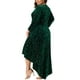 thumbnail image 3 of Vestidos formales de talla grande para mujer Agnes Orinda con mangas 3/4, corte sirena, dobladillo alto-bajo, vestido de terciopelo para invitadas de boda 3X en verde oscuro, 3 of 7