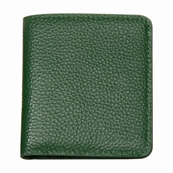 Green Leather Wallet, Unisex Design，Minimalist Business Style,RFID Blocking Small Compact Bifold Leather Pocket Wallet Ladies Mini Purse