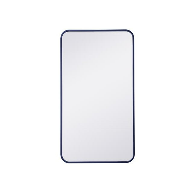 Living District MR802036BL 20 x 36 in. Soft Corner Metal Rectangular Mirror, Blue