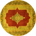 thumbnail image 1 of Ahgly Company Machine Washable Indoor Round Medallion Yellow Traditional Area Rugs, 5' Round, 1 of 4