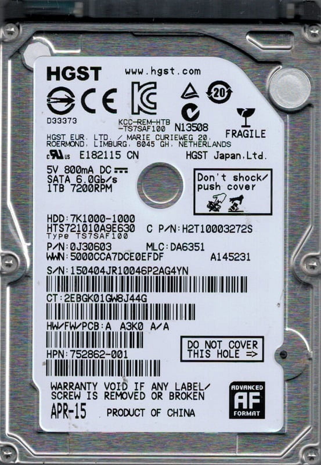 HGST HTS725050A7E630 MLC: DA6605 P/N: 0J43955 500GB [並行輸入品] Amazon.com: HTS725050A7E630 HITACHI TRAVELSTAR Z7K500 500GB