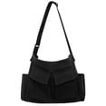 thumbnail image 6 of Spencer Canvas Messenger Bag Large Capacity Hobo Bag Crossbody Shoulder Bag Tote Bag with Multiple Pocket for Women and Men, Black, 6 of 11