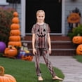 thumbnail image 2 of Family Pajamas Matching Sets - 2 piece Halloween Spooky Face Print Short Sleeved Top Pants Loungewear Set, Matching Halloween Pjs for Family Halloween Nights for 7 Years Pjs, 2 of 7