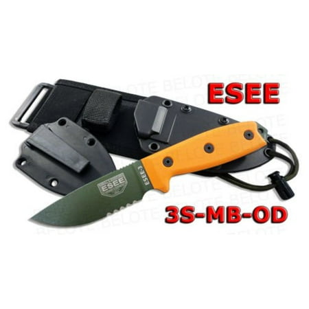 ESEE -3 Serrated Edge OD Blades with Orange G10 Handles and Black Molle