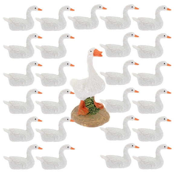 unbranded  26 Pcs Mini Figurine Lovely Figure Plush Duck Decor Miniature Dollhouse Accessories White
