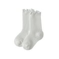 thumbnail image 4 of 2 Pack Toddlers Kids Cotton Crew Socks Size 0-3 Newborn Boys & Girls Cute Solid Ruffle Knitted Lightweight Breathable Stretchy Comfort Boot Sock, 4 of 8