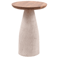 thumbnail image 6 of Modern Round Wood Accent Table with Carved Cone Base Solid Mango Wood Side Table for Living Room, Bedroom or Entryway White, 6 of 6
