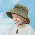 thumbnail image 4 of Huowey Baby Girls Sun Hats Swim Beach Pool Hat Kids Upf 50+ Wide Brim Chin Strap Summer Play Adjustable Outdoor Sun Caps,Army Green,S, 4 of 4