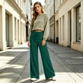 thumbnail image 5 of Women's Wide Leg Pants High Waisted Drawstring Elastic Waist Casual Loose Palazzo Solid Color Trousers with Pockets, 5 of 7