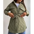 thumbnail image 1 of Chaqueta de algodón con solapa larga, suelta, cálida, con rejilla de diamantes, chaqueta de algodón gruesa versátil para mujer, 1 of 6