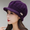 thumbnail image 3 of Dengjunhu Women's Winter Warm Hat Crochet Slouchy Beanie Knitted Caps with Visor, 3 of 5