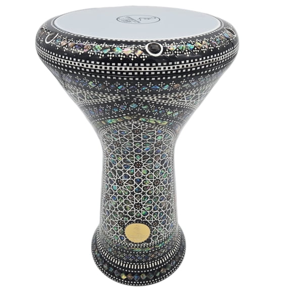 Gawharet El Fan New Generation 17.5" Egyptian Darbuka – Chort Design with Green Mother of Pearl Inlay