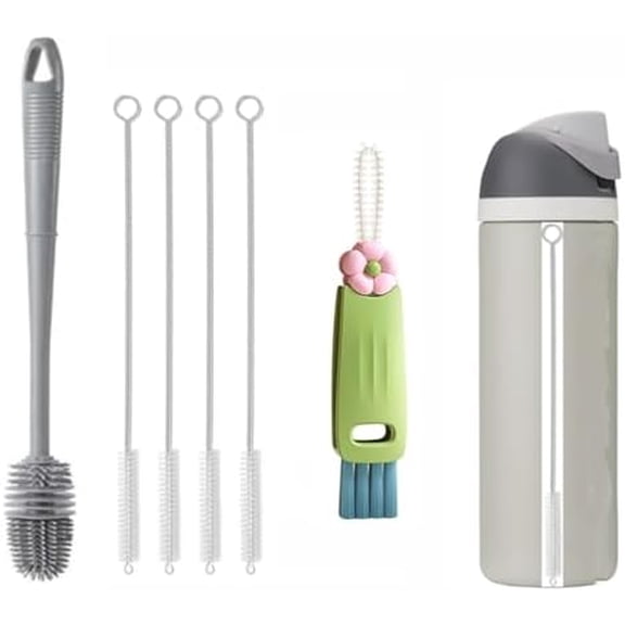 Straw Cleaner Brush Fit for Owala FreeSip 24oz/32oz/40oz, Silicone Long Handle Bottle Brush Compatible with Owala Water Bottle,Plus 3 in 1 Cup Lid Cleaning Brush$$
