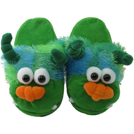 Kreative Unisex Little Kids Green Monster Shaped Plush Slippers 12 Kids