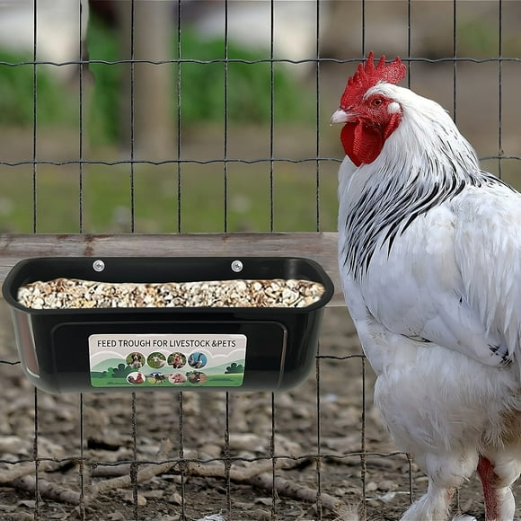 Boovnll Chicken Feeder 4 Quart Hanging Chicken Feeders, Livestock Fence Feeder, Feed Trough and Waterer Bucket with Clips for Goats Sheep Ducks Geese Pig Poultry Chicken Water Cups
