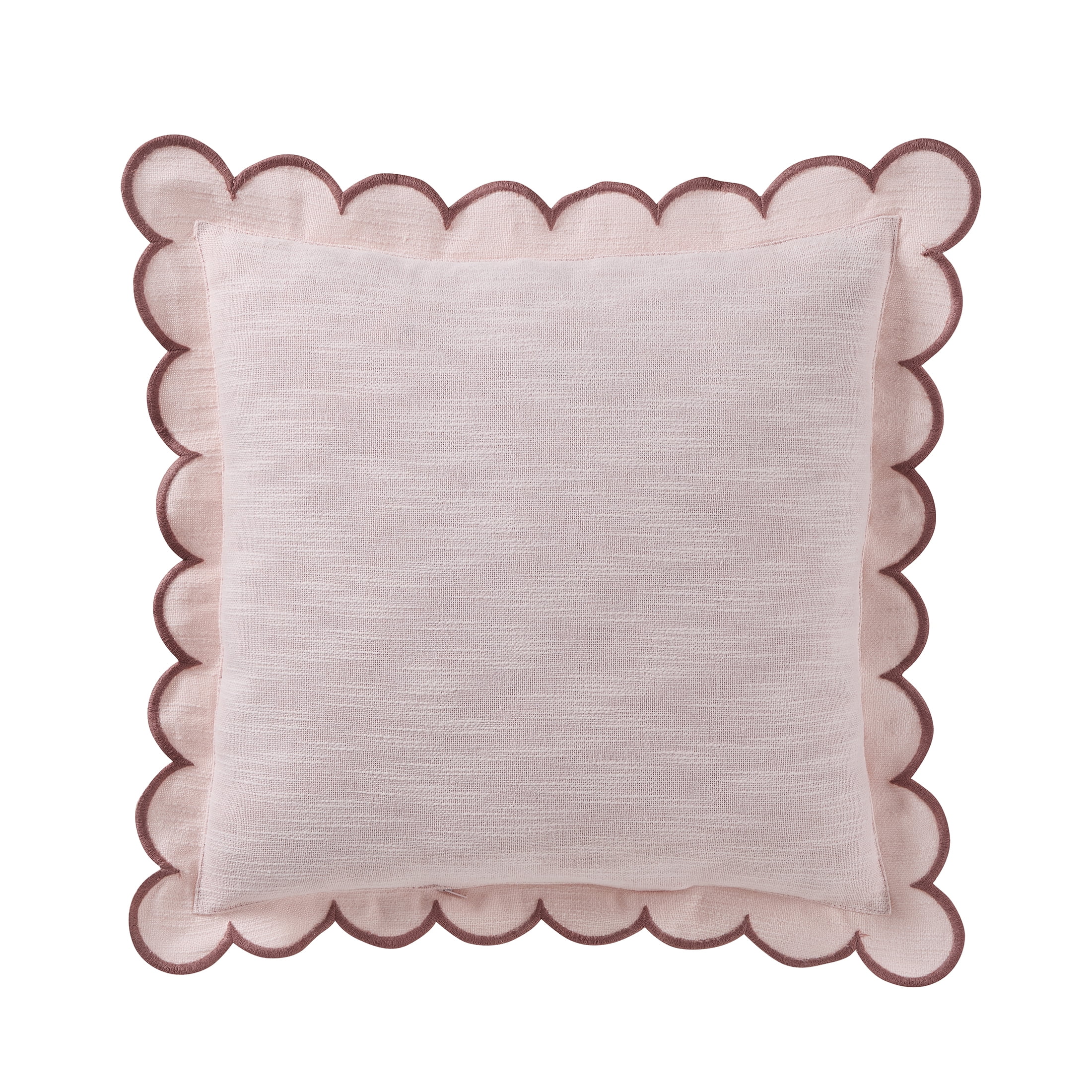 (2 pack) Home Decor Collection 19" x 19" Blush Pink Scallop Flange Cotton-Rich Decorate Pillow
