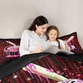 thumbnail image 4 of Castle Fairy Baseball Glove Bat Full Size Bedding Sets 7 Pieces, Ice Cream Stripes Full Size Bed in a Bag, Black Red Pink,Black Reversible, 4 of 7