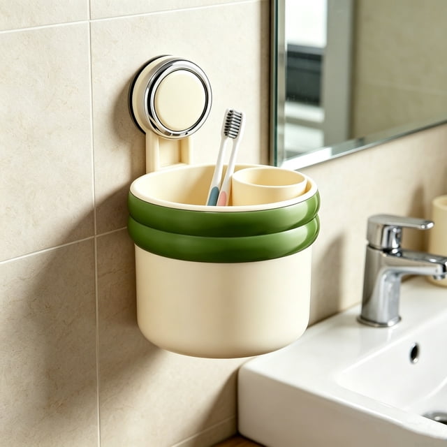 Cesta de almacenamiento montada en pared con ventosa y drenaje, organizador de plástico desmontable para baño y cocina, 13.8x13.8x11.5 cm, múltiples colores