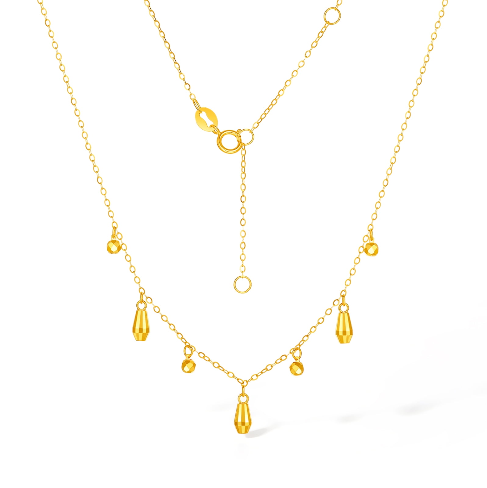 ZHOU LIU FU 18K Yellow Gold Chain Necklace for Women 15.7''-17.7''