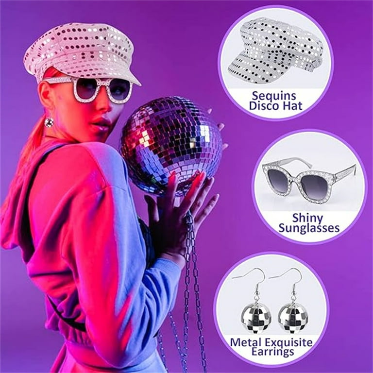 BNNG 2Pcs 70s Disc O Accessories Women Disc O Jewelry Disco Ball