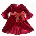 thumbnail image 2 of Girls Velvet Dress Girls Long Sleeve Xmas Party Dress (Red2), 2 of 3