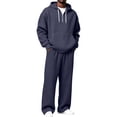 thumbnail image 2 of LYSMORA Men's Waffle Knit Quarter Zip Hoodie Tracksuit Set, 2 Piece Long Sleeve Pullover Sweatshirt & Elastic Waist Jogger Pants Loungewear Outfit, 2 of 8
