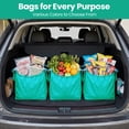 thumbnail image 7 of Handy Sandy 3-Pack Reusable Shopping Bags with Cart Clips and Pockets, Eco-Friendly Grocery Tote Organizer, Foldable, Washable, 40 lb Capacity, Patent- Green, 7 of 7