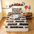thumbnail image 3 of Erosebridal Train Twin Fitted Sheet, Railroad Bedding, Cream Pattern 2pcs 1 Fitted Sheet and 1 Pillowcase, 3 of 6