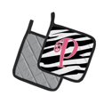 thumbnail image 2 of Carolines Treasures CJ1037-PPTHD Letter P Initial Zebra Stripe and Pink Pair of Pot Holders, 7.5HX7.5W, multicolor, 2 of 2