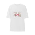 thumbnail image 3 of Qulqfy Womens Short Sleeve Tshirts White Love Print Shirts Graphic Crew Neck Spring Summer Tees L, 3 of 5