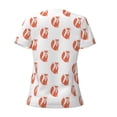 thumbnail image 6 of Fuzoiu Orange Fox Print Women's V-Neck T-Shirt,Women's Short Sleeve Top, Comfortable for Work, Leisure, and Sports, 6 of 7