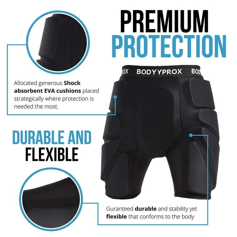 Bodyprox - Pantalones cortos protectores acolchados para snowboard,  patinaje y esquí, protección tridimensional de la cadera, el trasero y el  coxis : : Deportes y aire libre