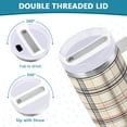 thumbnail image 3 of Yayeee 30oz Stainless Steel Tumbler with Straw and Handle Double-Wall Insulated Travel Water Bottle, Beige Plaid Pattern, 3 of 8