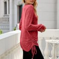 thumbnail image 4 of Mujer Manga Larga Cordón Lateral Tops Otoño Invierno Casual Moda Color Puro Cuello En V Camisa Para El Trabajo Rojo L, 4 of 6