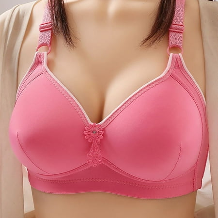 

QLEICOM Everyday Bras for Women Women s Comfort Lift Wirefree Bra Embroidered Glossy Comfortable Breathable Bra Underwear No Rims Bras No Underwire Hot Pink Cup 36/80BC