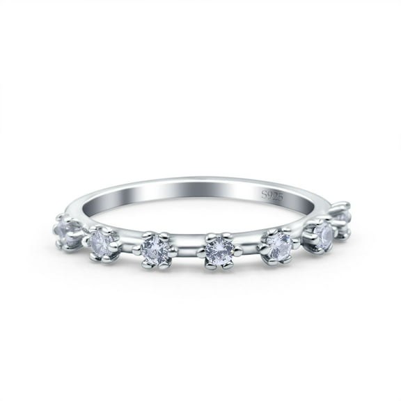 Simulated Cubic Zirconia Size-5 Half Eternity Ring Wedding Engagement Band 925 Sterling Silver