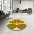 thumbnail image 4 of Ahgly Company Machine Washable Indoor Square Transitional Bold Yellow Area Rugs, 3' Square, 4 of 7